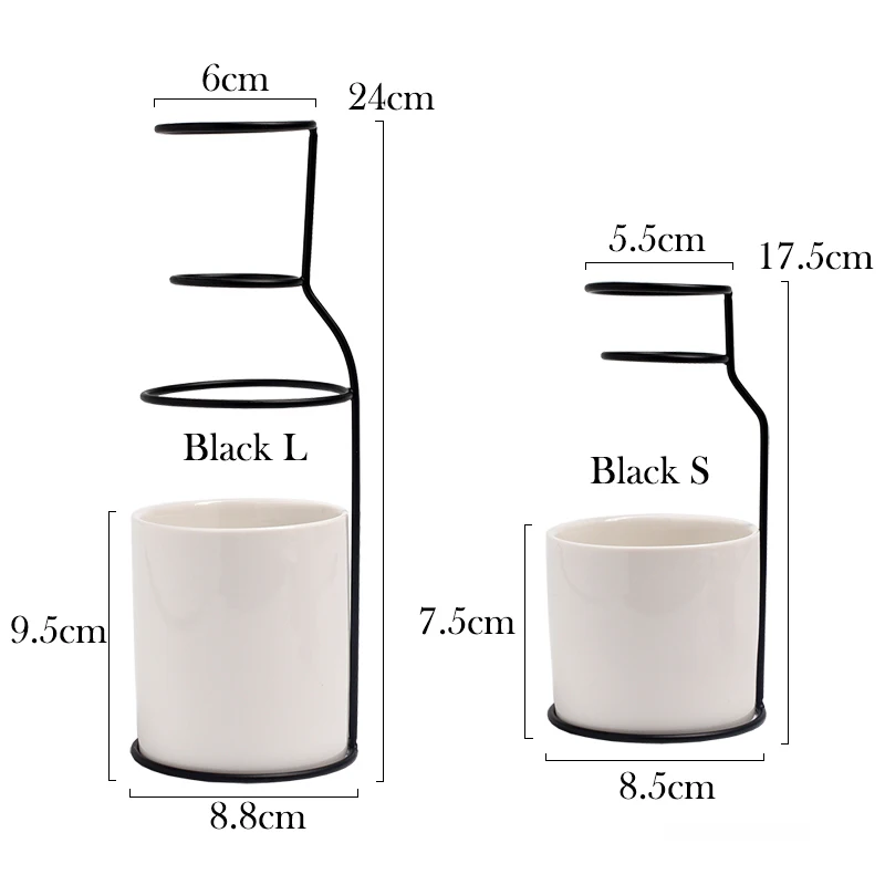 Набор из 2 предметов Минималистичная керамическая ваза для цветов с железной