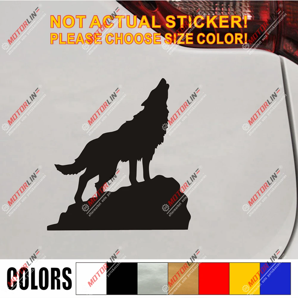 Воющий волк наклейка автомобильная виниловая размер выбора цвет без bkgrd die cut b |