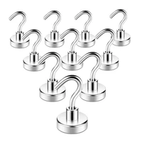 10 pcs super strong neodymium magnet hooks duty wall magnetic hook hanger key for hanging home kitchen refrigerator magnet hook