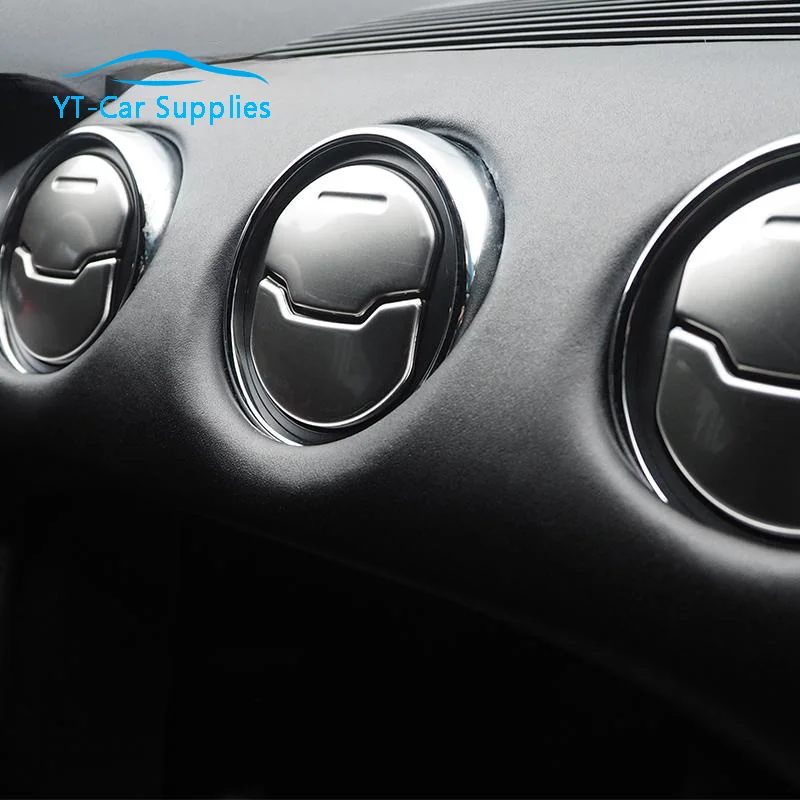 

Stainless Steel Car Dashboard Panel Modified Central Air Outlet Decorative Stickers For Ford Mustang 15-18 Interior Accessories