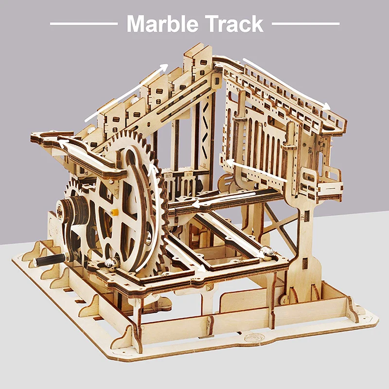 ROKR DIY мраморная игра 3D деревянная головоломка зубчатый привод Cog модель американских горок Строительный набор игрушки для детей и взрослых LG502