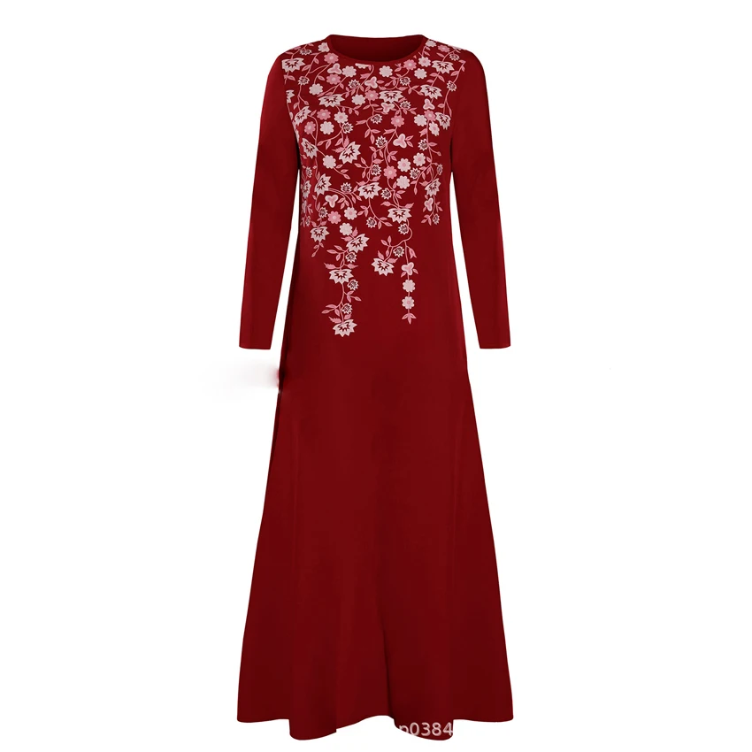 

Eid Mubarak Muslim Fashion Abaya Dress for Women Big Wing Print Long Sleeve Islamic European Clothing Ethnic Dubai Turkey Kaftan