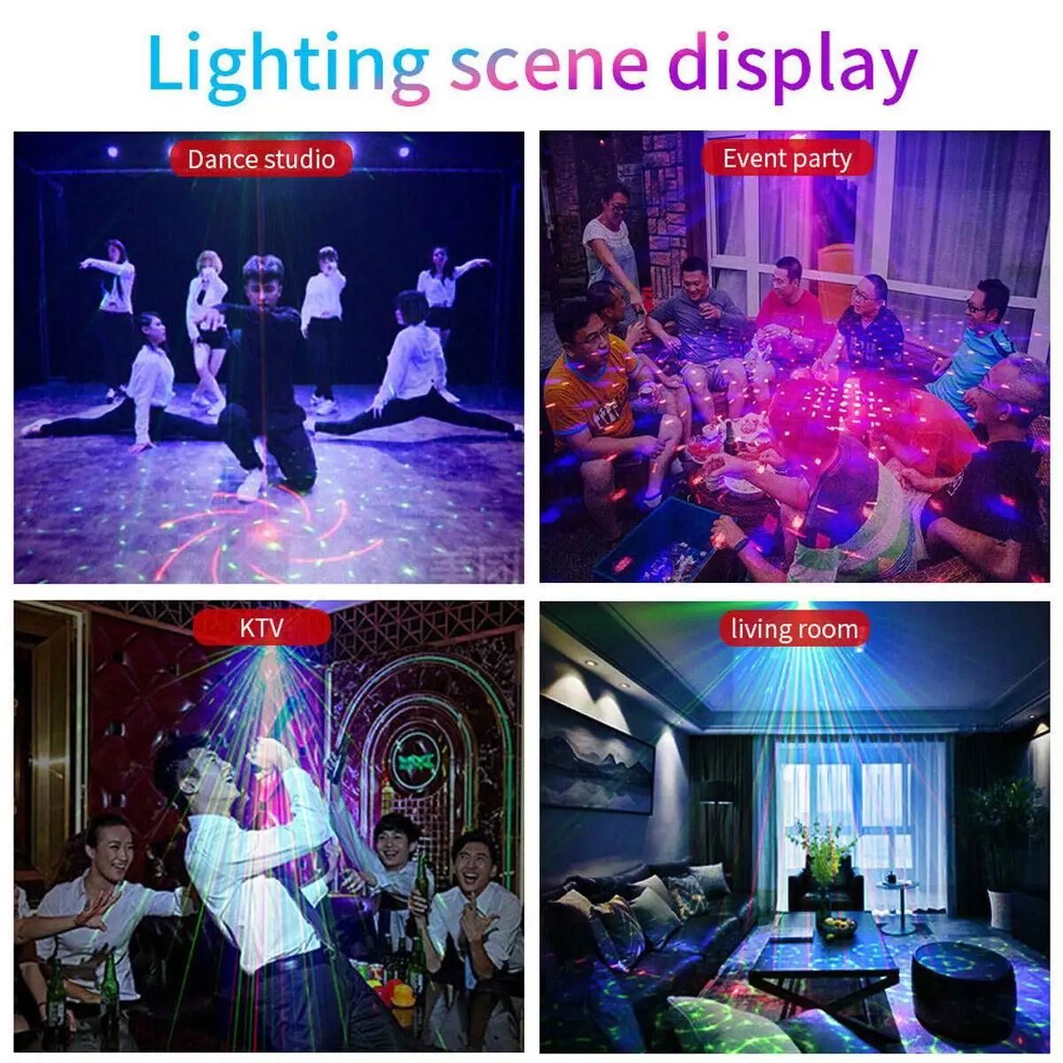 

8 Holes 128 Pattern Disco Light LED Laser Projector Christmas Party DJ Light Voice-activated Disco RGB Beams Light for Wedding