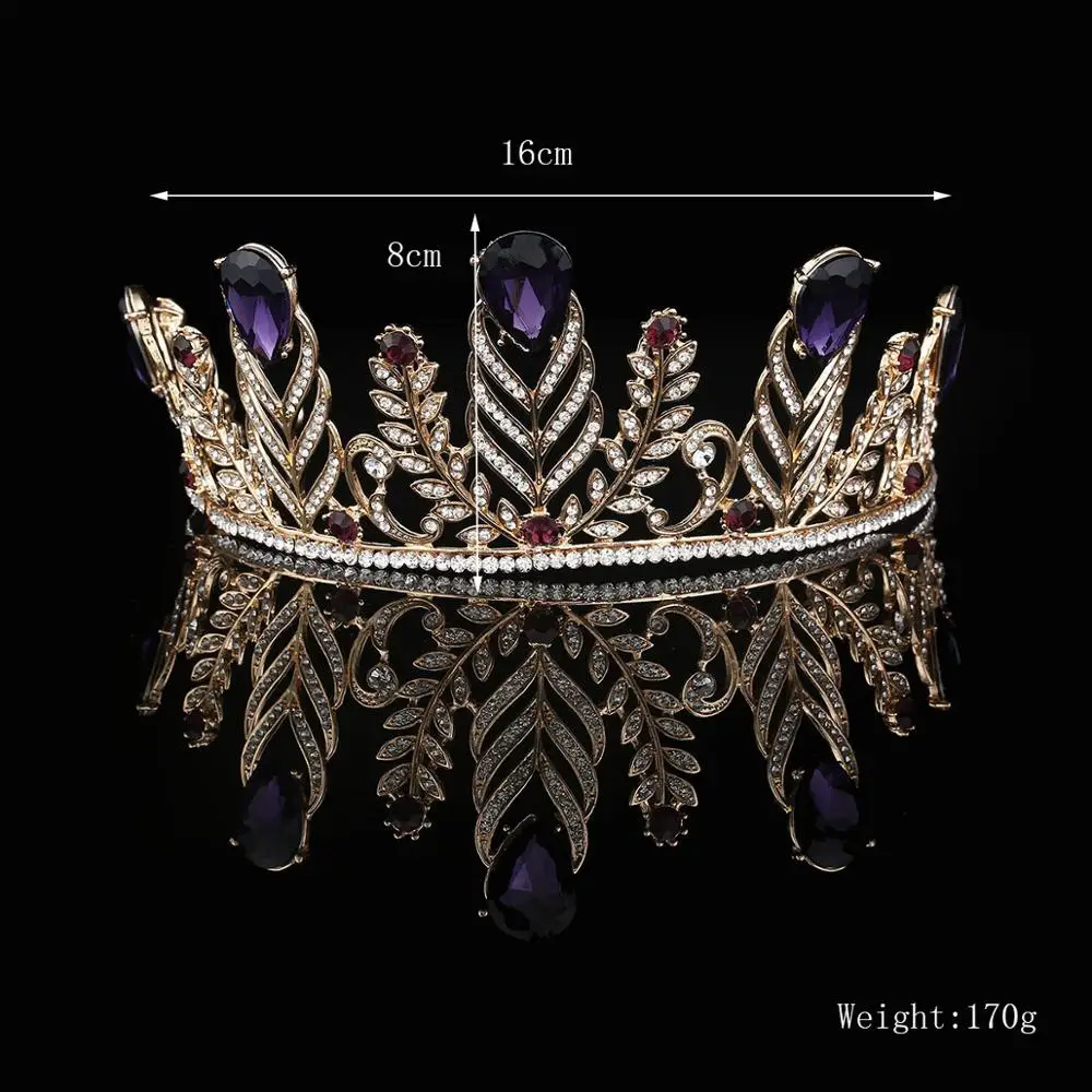 

Linglewei новые аксессуары для волос Свадебная, с перьями многоцветная Корона головной убор королева корейский барокко Корона