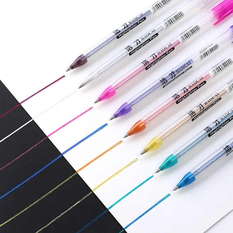 Фото Двухцветная гелевая ручка для вспышки цветная нейтральная флуоресцентная