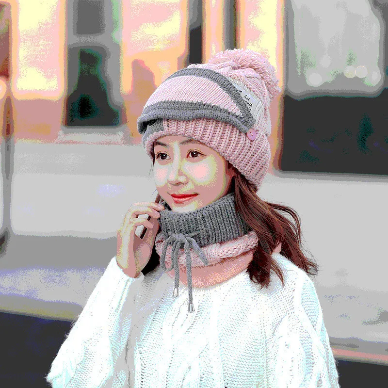 Wjustforu зимняя шапка шарф Набор для женщин девочка теплая бини девочки кольцо