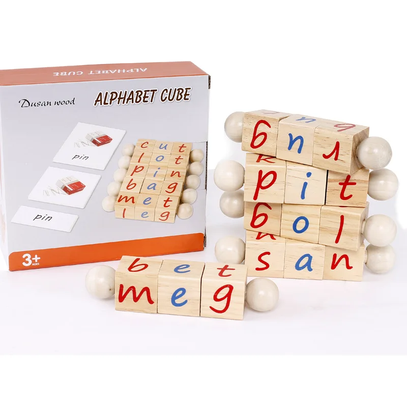 

Детская деревянная игра по правописанию Монтессори, детская головоломка с английскими картами, обучающая Детская обучающая игрушка с алфа...