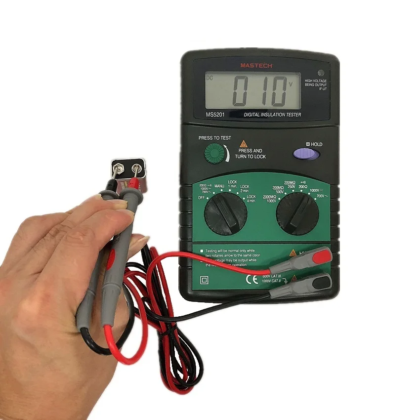 MASTECH MS5201 Цифровой тестер сопротивления изоляции мегомметром Megometro мега Ом звук и светильник сигнализация
