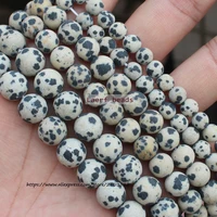 fctory price natural frostmatte dalmatian jaspers black spot round beads 15 strand 4 12mm pick size for jewelry making