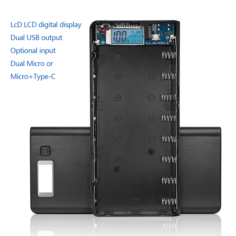 Двойной USB 8*18650 Power Bank Тип предусмотренной батареи C контейнер под элемент питания