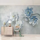 3D синие тисненые пионы, цветок, 3D настенные тканевые обои для гостиной фон с домами, настенное покрытие, классический домашний декор, фреска