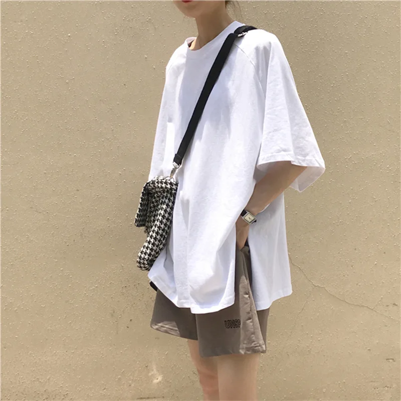 Однотонная футболка с коротким рукавом женская 2020 Лето Корейская новая