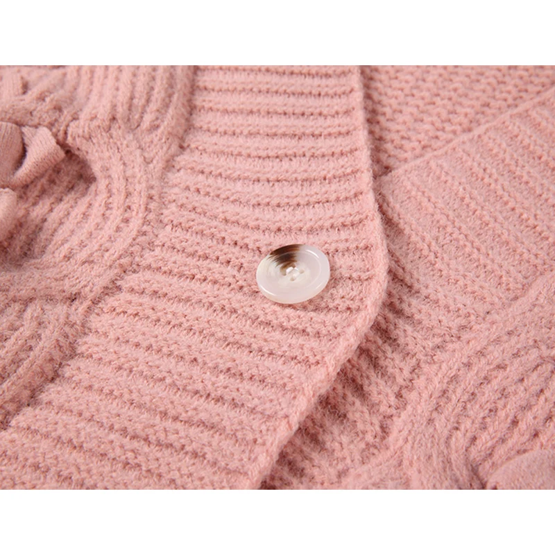 Женский кардиган с бантом трикотажный Повседневный Кардиган длинным рукавом и