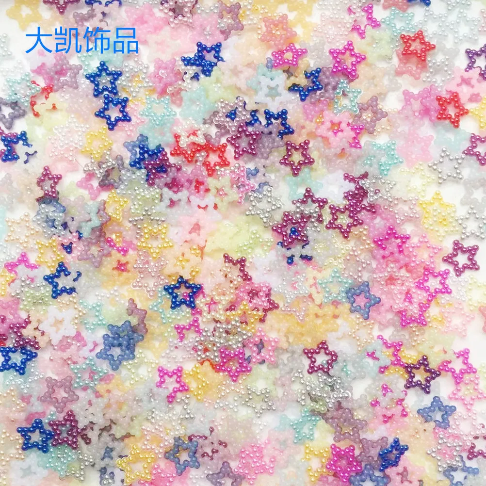 100 шт. кабошоны цвета слоновой кости 12 мм с жемчужинами и звездами конфетти