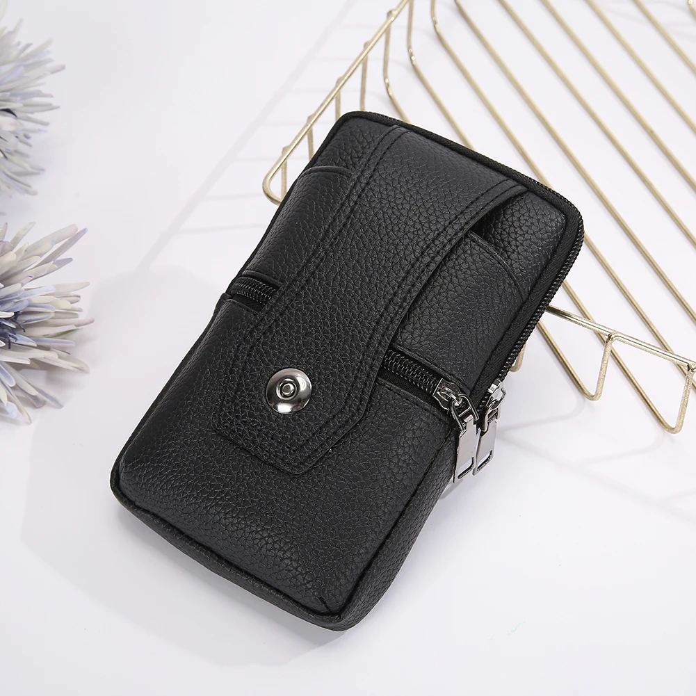 

2021 New Vintage Men Waist Small Wallet Casual Male Phone Bags Solid Color Coin Purse Men Leather Coin Phone Bag