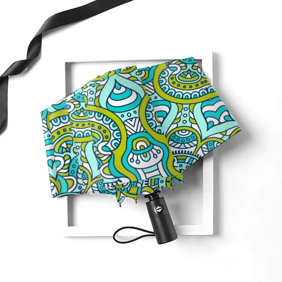 Economici Ombrello Di Sole Mandala Colourful Boho Automatico Donne Degli Uomini Portatile Pieghevole Ombrello Di Protezione Solare Pioggia Antivento Spiaggia Parasole