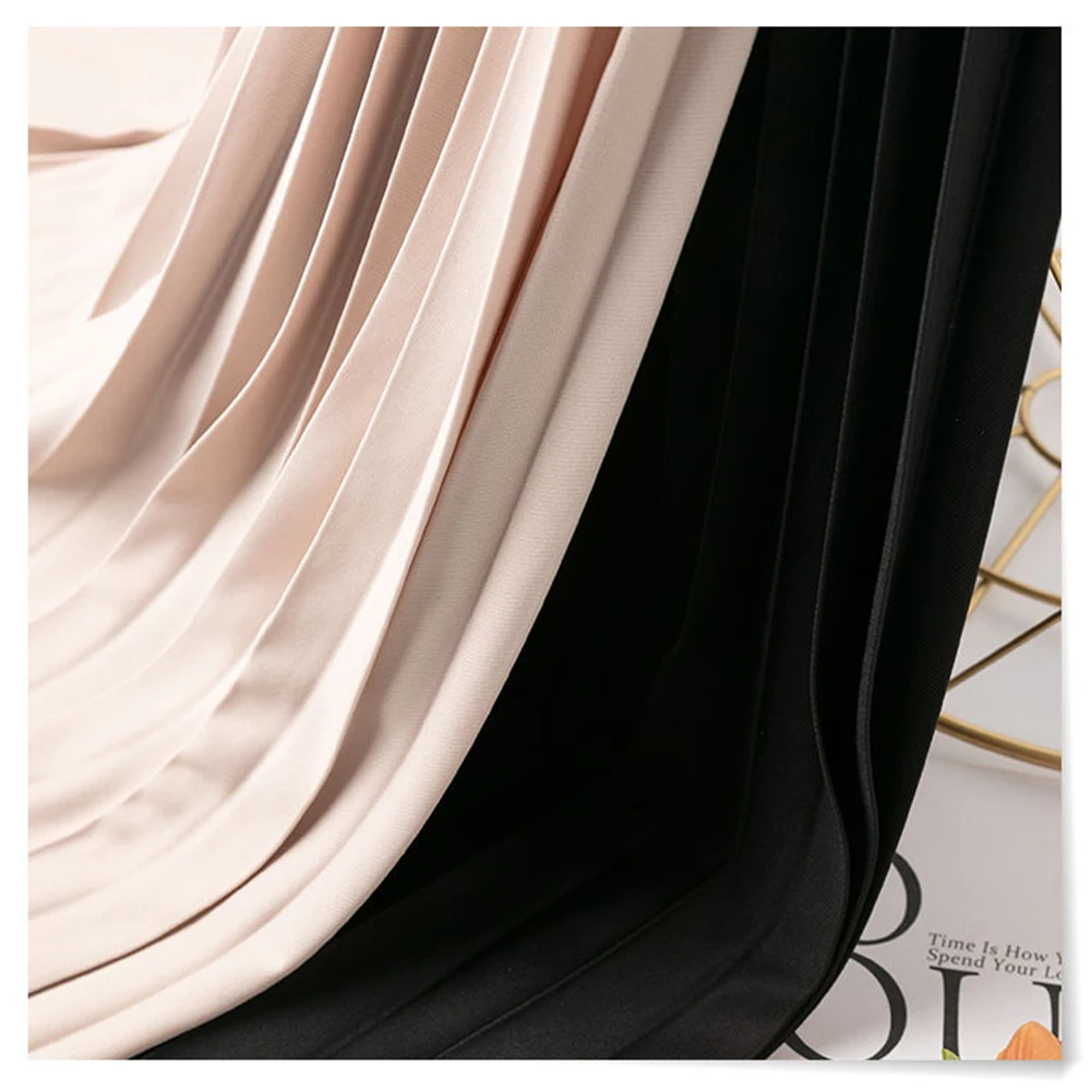 

FairyShely 2021 Korean Pleated Midi Skirt Women Spring Summer Casual Skirt Elastic Band High Waist Skirt Office A-line Skirt