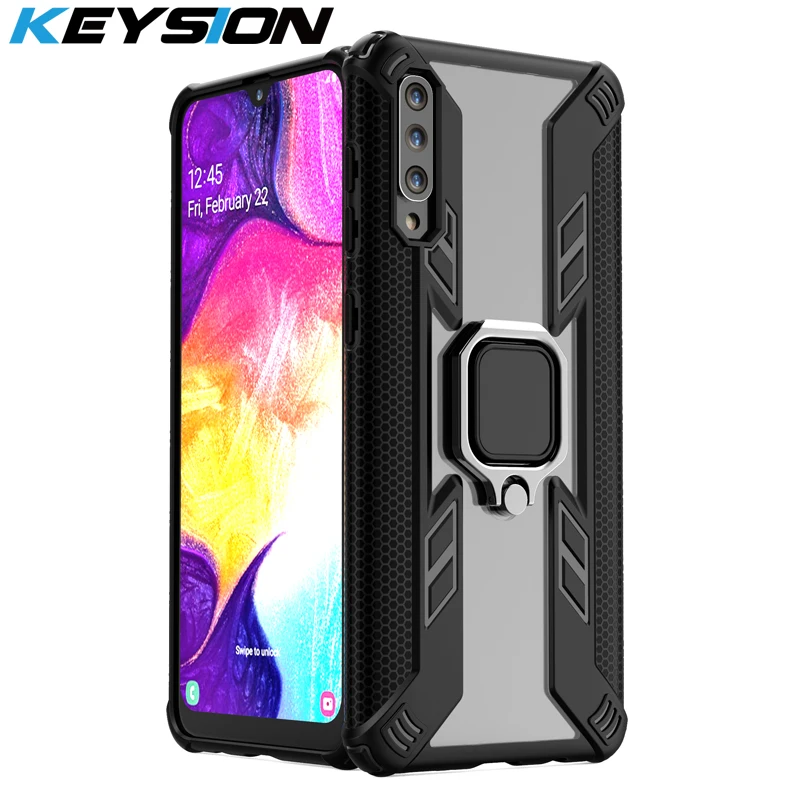 

KEYSION Shockproof Armor Case For Samsung Galaxy A50 A30 A20 A10 M20 Stand Car Ring Phone Cover for Samsung S10 S10e A9 A7 2018