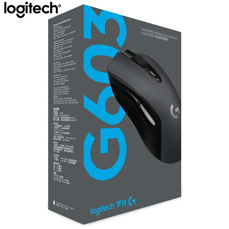 

Logitich G603 Беспроводная игровая мышь LIGHTSPEED оптическая 12000DPI HERO Bluetooth мышь для ПК ноутбука эргономичная мышь для геймеров