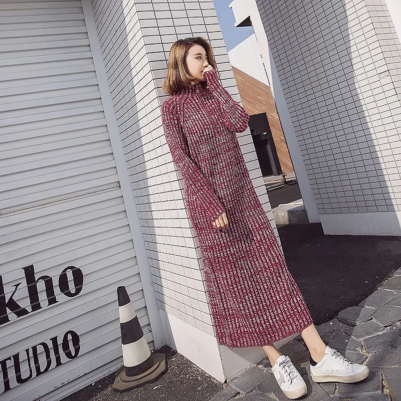 

YAMDI thick knitted sweater dress women solid autumn jumper dresses pollover winter woman loose warm 2020 new casual vestidos