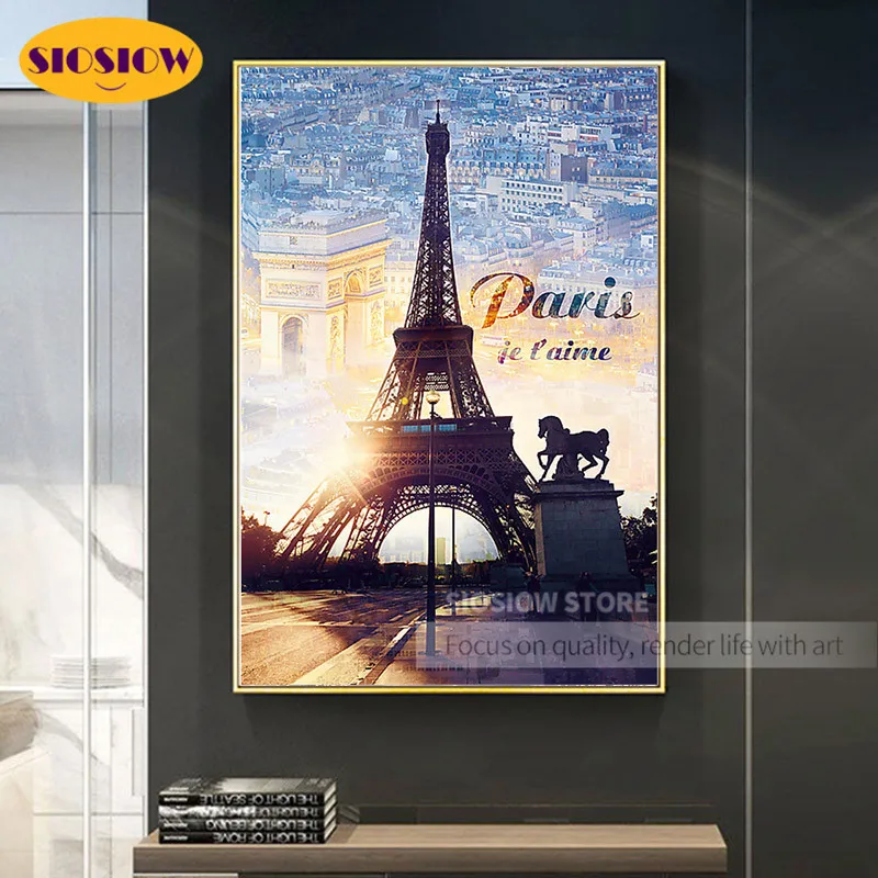 Алмазная живопись 5D сделай сам картина с изображением Эйфелевой башни пейзажа