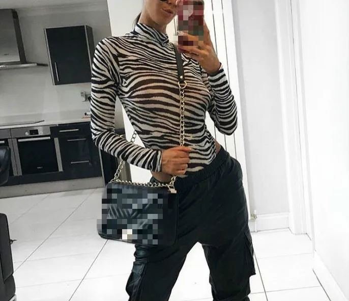 2019 Осенняя женская футболка с рисунком зебры длинными рукавами уличная мода |