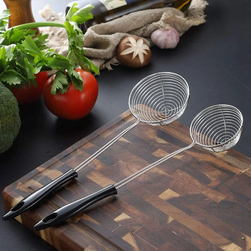 4 шт. проволочное Сито скиммер ложка из нержавеющей стали сетчатый дуршлаг с