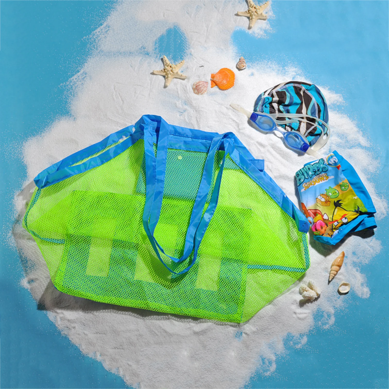 

Outdoor Swimming Beach Bag Foldable Mesh Swimming Waterproof Bag For Kids Beach Toy Mesh Tote Bags Beach Swimming Sport Bags