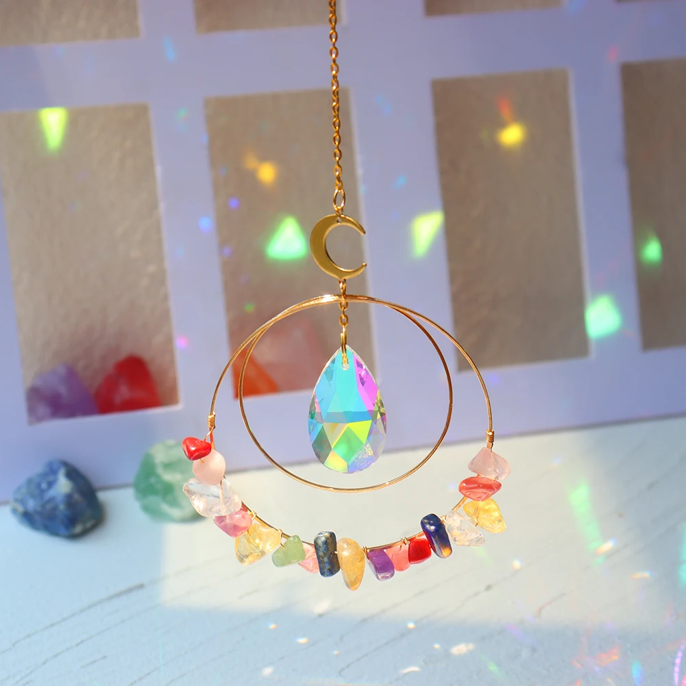 Хрустальные призмы от солнца колокольчики ветра подвесные в виде Луны и звезды