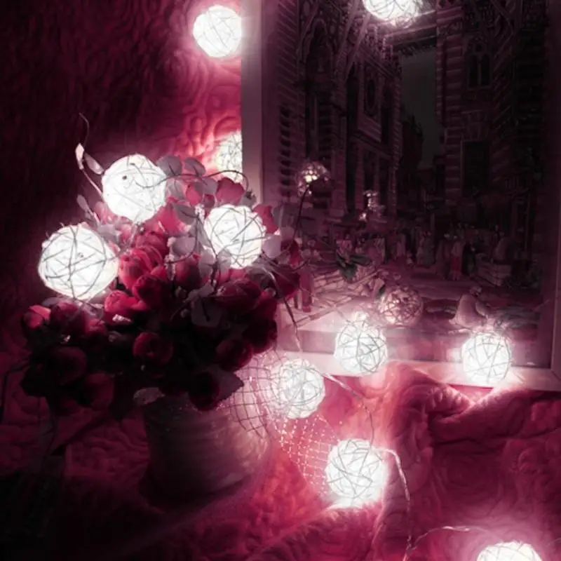 2 3 м 20 светодиодный светильник-гирлянда из ротанговых шариков сказочный