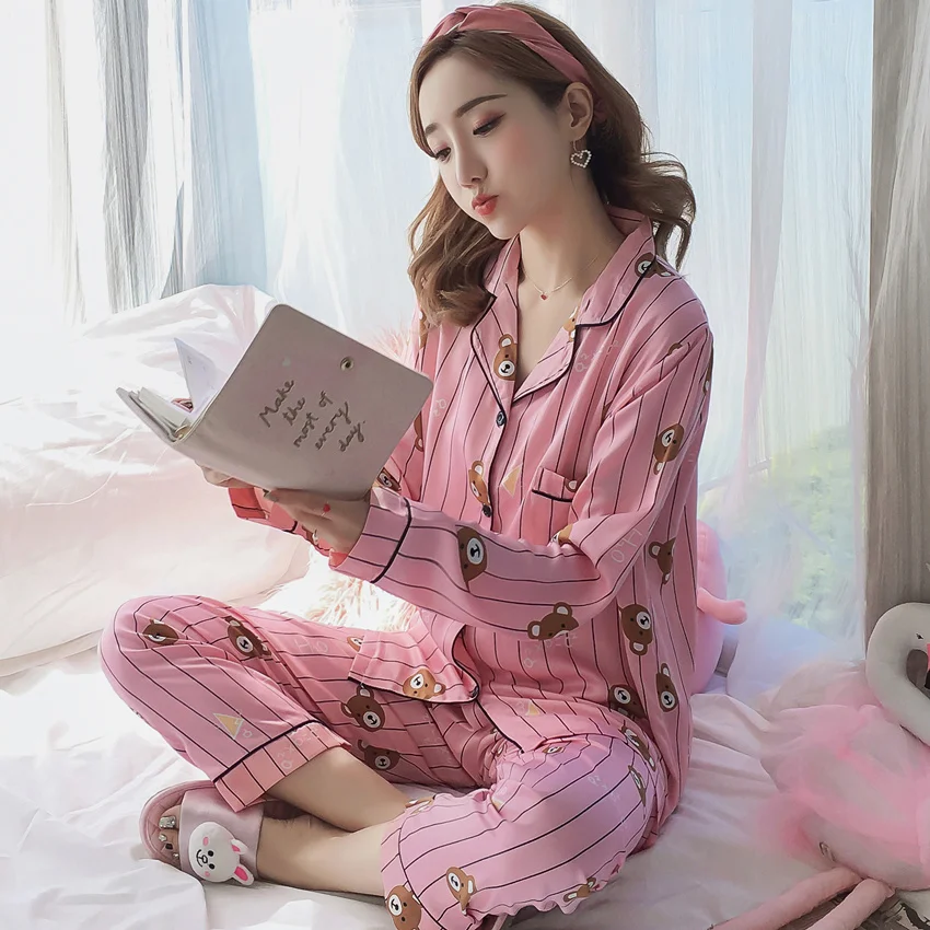 Весна Осень 2020 женские пижамные комплекты с цветочным принтом модные роскошные