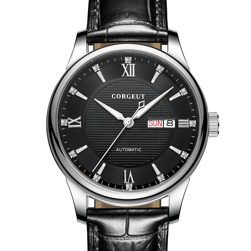 Модные механические часы для мужчин Топ бренд Роскошные мужские кожа Календарь