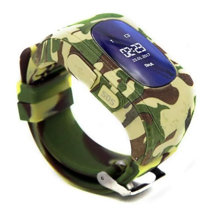 Children's smart watch with GPS carcam Q50 forest camouflage | Наручные часы
