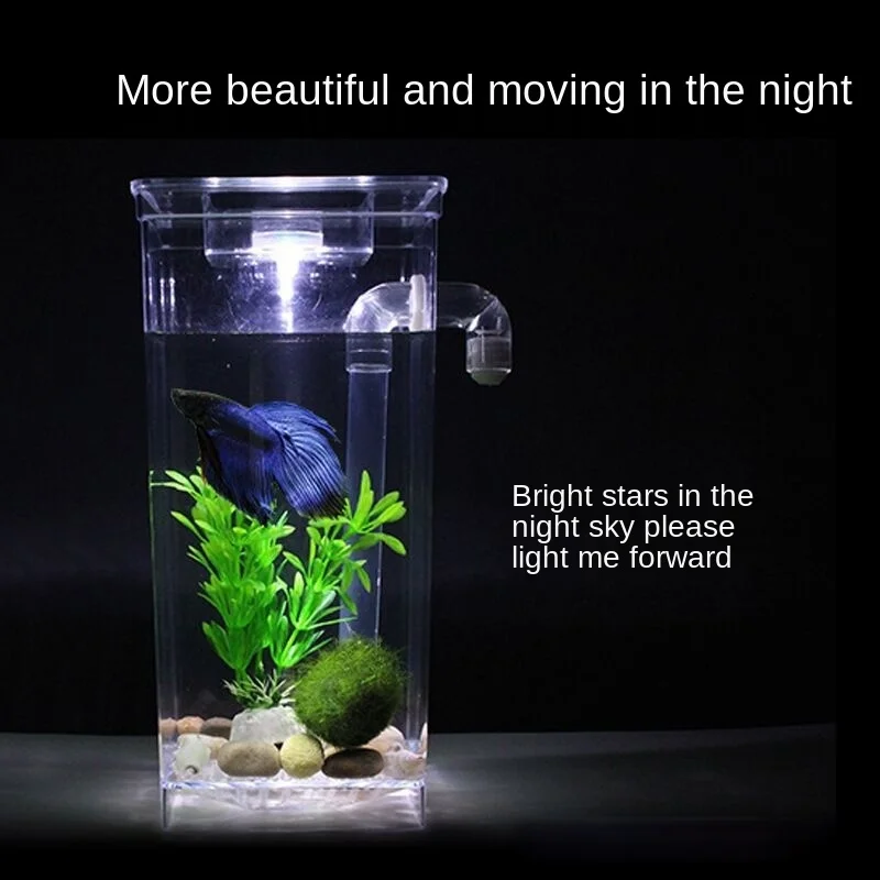 Мини-аквариум для рыбок самоочищающийся маленький настольный акриловый