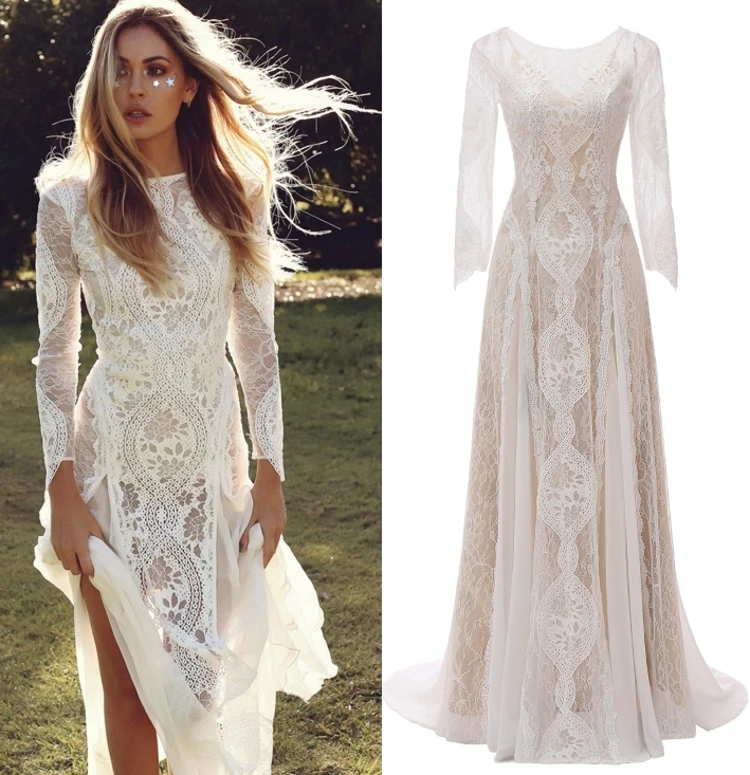 

Lace boho bohemian wedding dress bridal gown