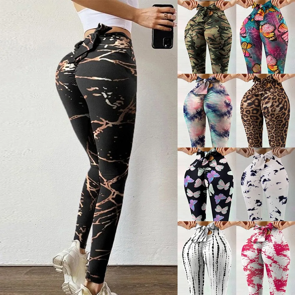 

High Waist Yoga Pants Women Fitness Sport Leggings Heart Printed Elastic Gym Tights Running Trousers Hip-lifting Sports Leggings