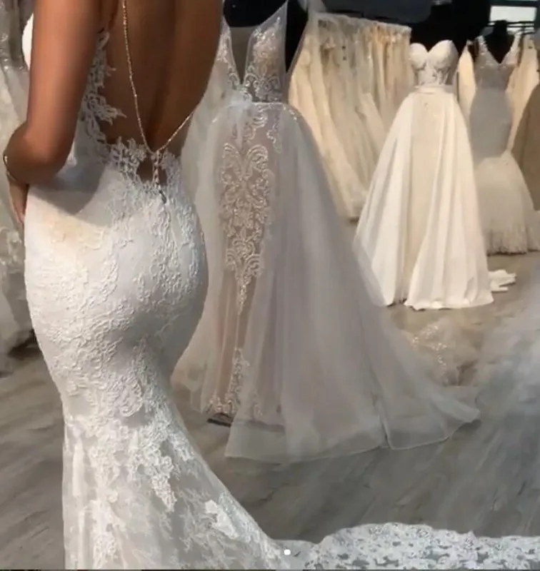 Сексуальные открытые свадебные наряды Русалка Vestidos De Festa Аппликация Свадебное