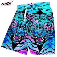 ujwi new harajuku shorts men harajuku 3d print colorful tiger loose animal shorts man fitness workout short pants pattern custom