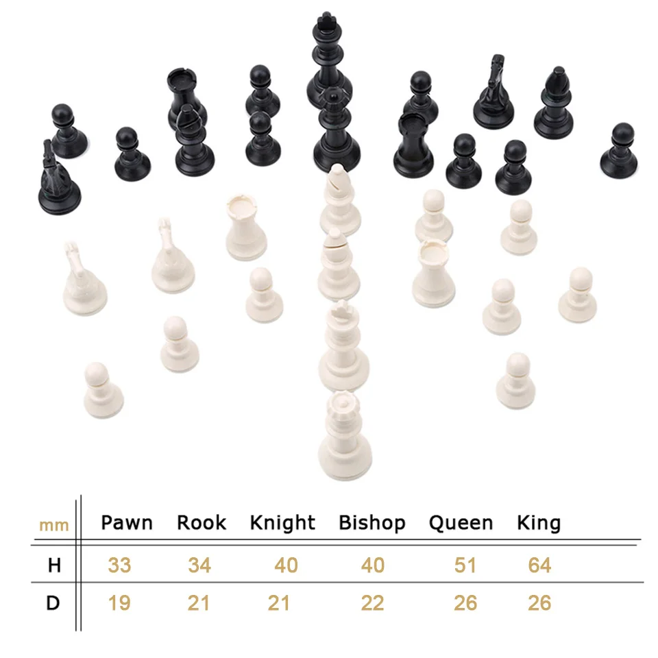 Пластиковые шахматные фигуры 32 шт. шахматный набор King Height 49/64/75/95 мм игры