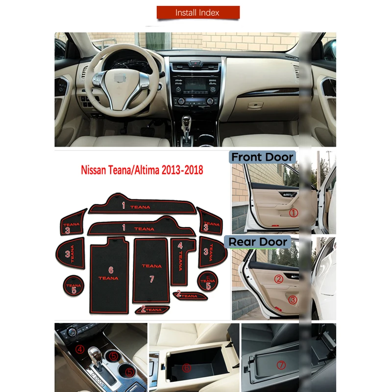 Для Nissan Teana Altima L33 2013~ противоскользящие резиновые ворота слот чашки коврик двери паз коврик наклейки для автомобиля