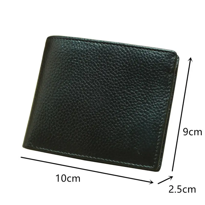 Japan Men's Short RFID Wallet With Photo Black Genuine Cowhide Leather Classical Male Money Purse Card Holder Gift For Husband