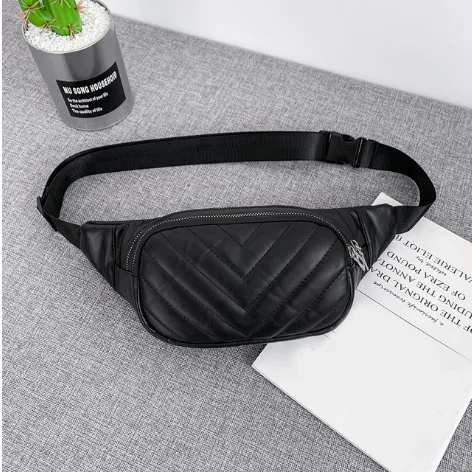 

Fashion Women PU Leather Chest Crossbody Shoulder Bags Ladies Casual Retro Zipper Double Layers Waist Pack Belt Purse