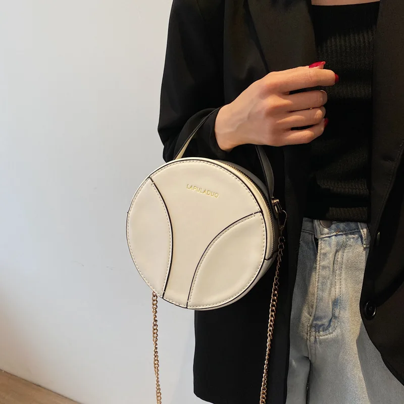 

2021Europe and The United States New Hit Color Portable Small Round Bag, Fashion Chain One-shoulder Trendy Messenger Women's Bag
