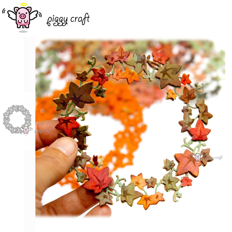 

Piggy Craft metal cutting dies cut die mold Maple Leaf Ring Scrapbook paper craft knife mould blade punch stencils dies
