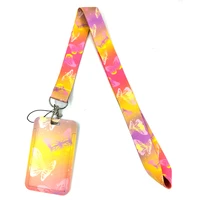 beauty butterfly lanyard for keychain id card badge holder mobile phone charm neck straps key rings hang rope accessories