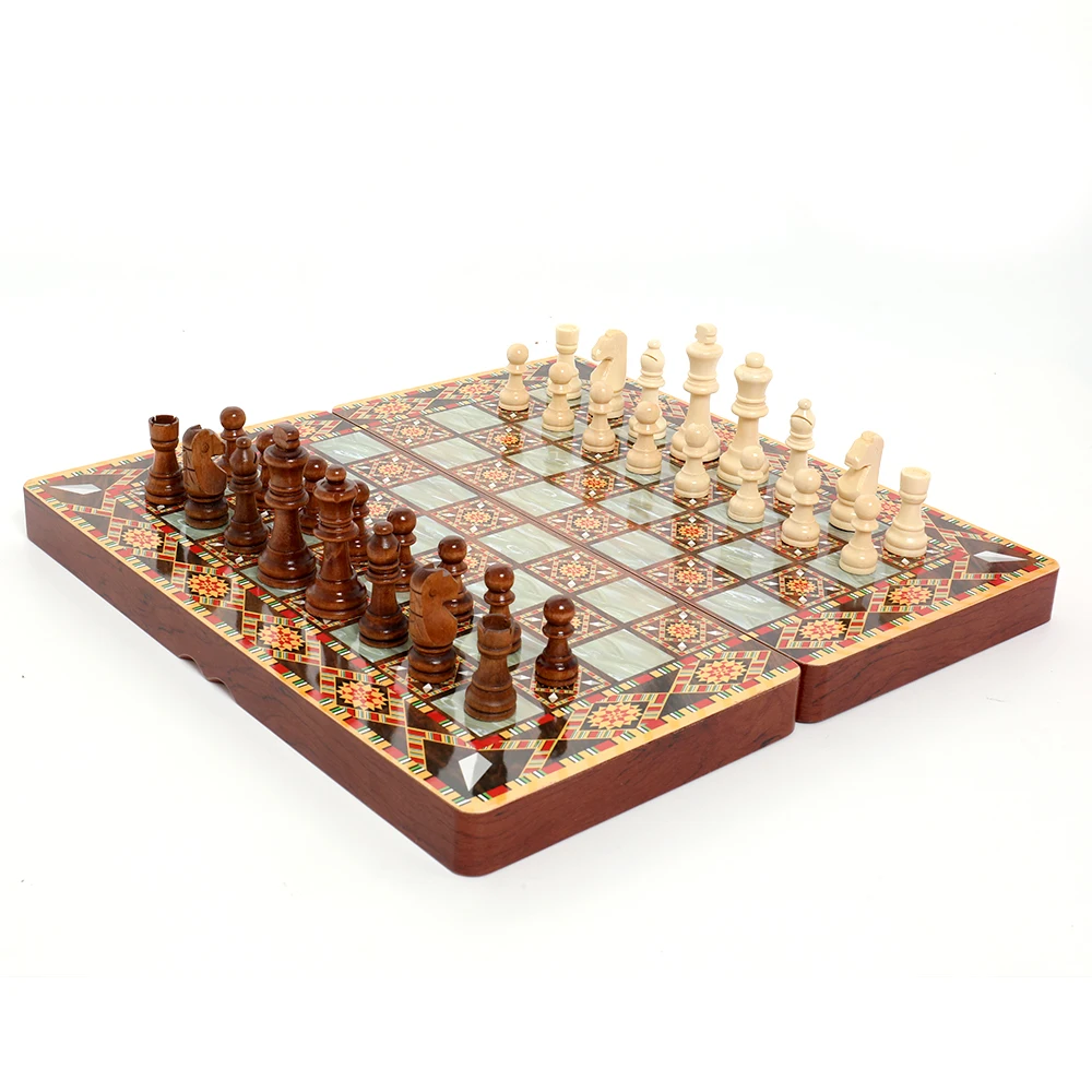

Chess Backgammon Foldable Intellectual Entertainment Game Portable Three-in-One Board Multiple Game Modes Luxury Knight Checkers