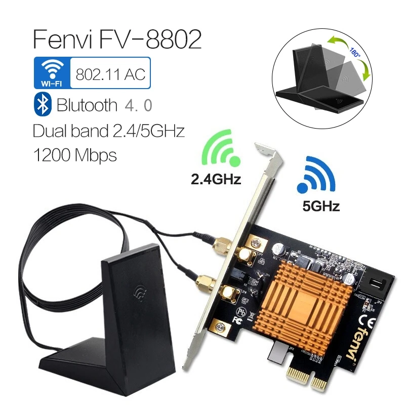 1200 Мбит/с двухдиапазонный беспроводной 802.11ac 2 4G/5 ГГц Настольный PCI Express E 1X Wlan Wifi