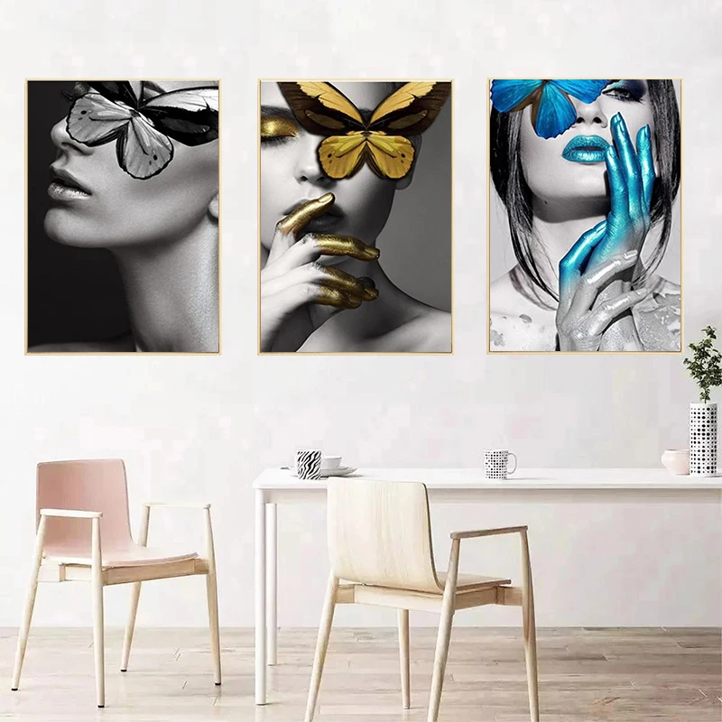 

GATYZTORY 3PC Frame DIY Painting By Numbers Modern Home Wall Art Picture Butterfly WomanPaint By Numbers For Home Decors Artwork