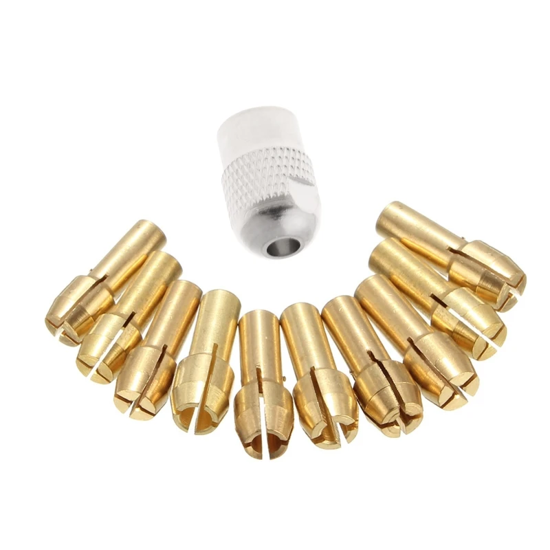 

For 10Pcs 0.5-3.2mm Brass Drill Chuck Collet Bits 4.3mm Shank For Dremel Rotary Tool Promotion