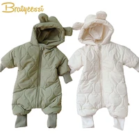 winter jumpsuit for kids fleece lining thicken newborn romper toddler hooded overalls baby boy girl clothes infant 6 24 month